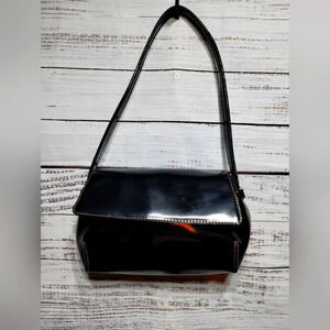 DKNY Shoulder‎ Handbag In Patent Black Prom Dance Eveninf Y2K